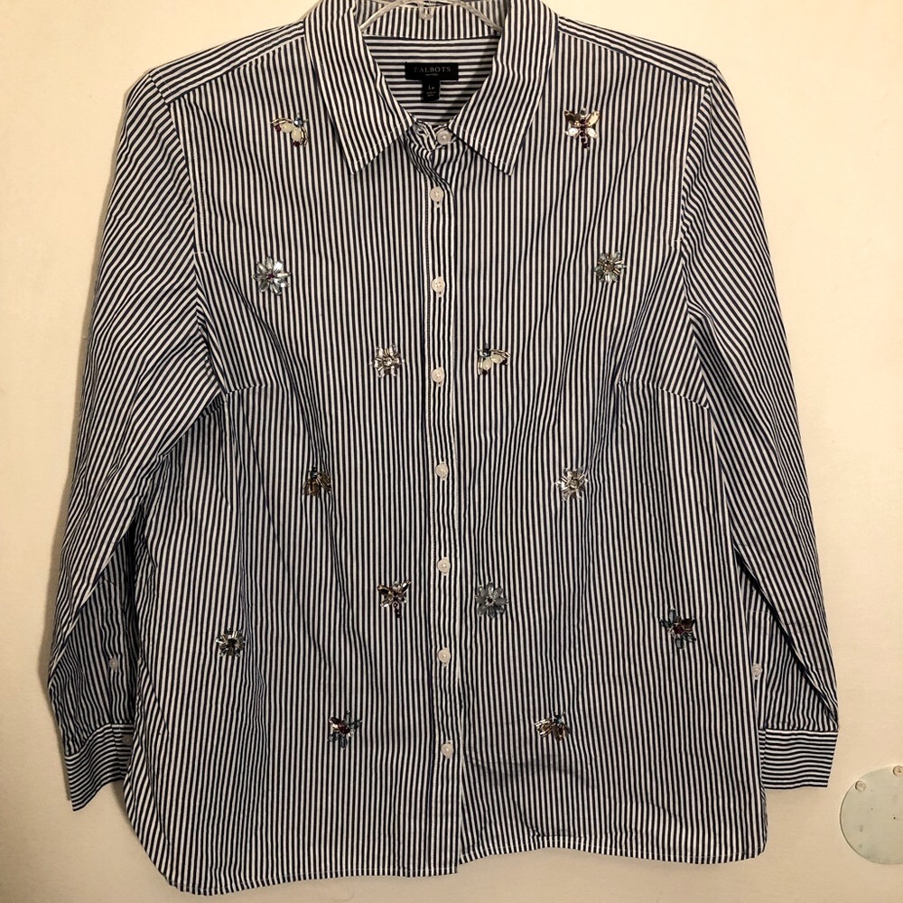 Talbots Jeweled shirt size Large petite